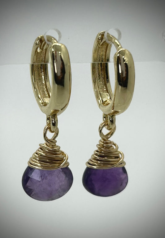 African Amethyst Hoop Earrings