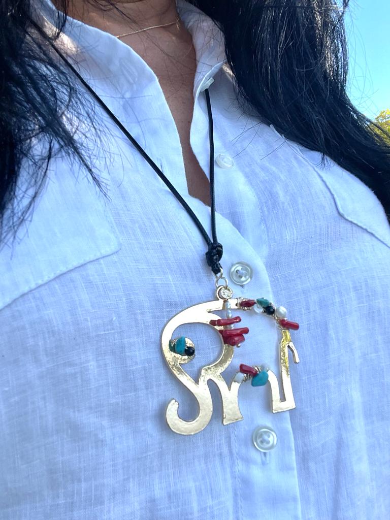 Elephant long necklace. Unique piece.