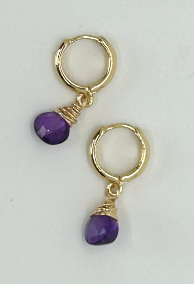 African Amethyst Hoop Earrings