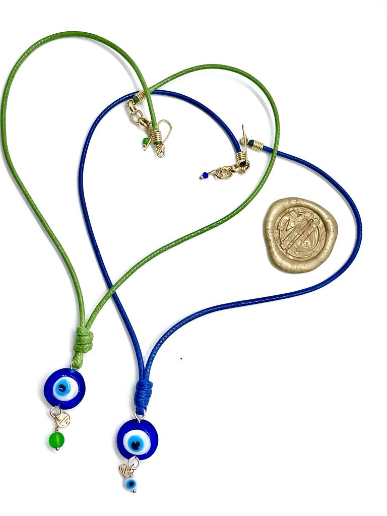 Turkish blue eye necklace. Hand made.